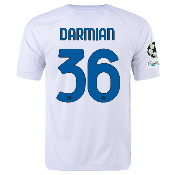 Image of Nike Inter Milan Matteo Darmian Away Jersey w/ Champions League + Copa Italia Pa