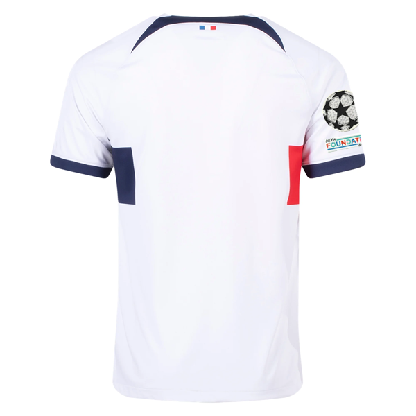 Image of Nike Paris Saint-Germain Away Jersey w/ Champions League Patches 23/24 (White/Mi