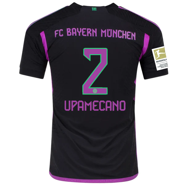 Image of adidas Bayern Munich Authentic Dayot Upamecano Away Jersey w/ Bundesliga Champio
