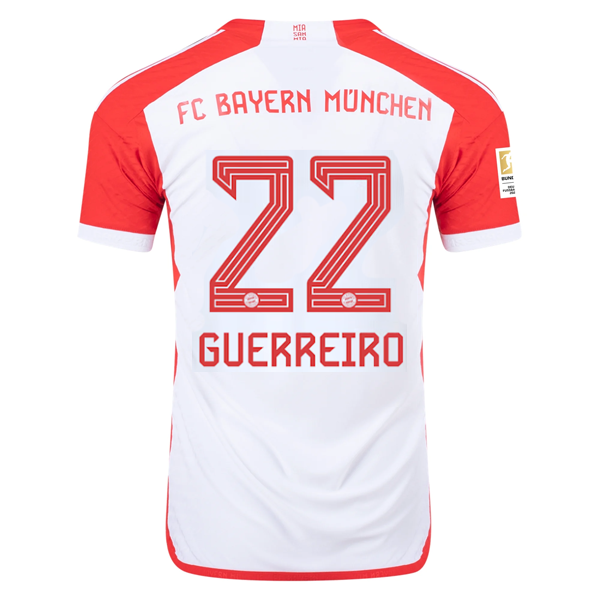 adidas Bayern München Authentisches Raphaël Guerreiro Heimtrikot mit Bundesliga-Champion