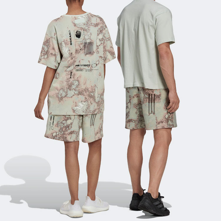 Image of adidas Printing Lacing Straight Casual Shorts Unisex Green HG6440