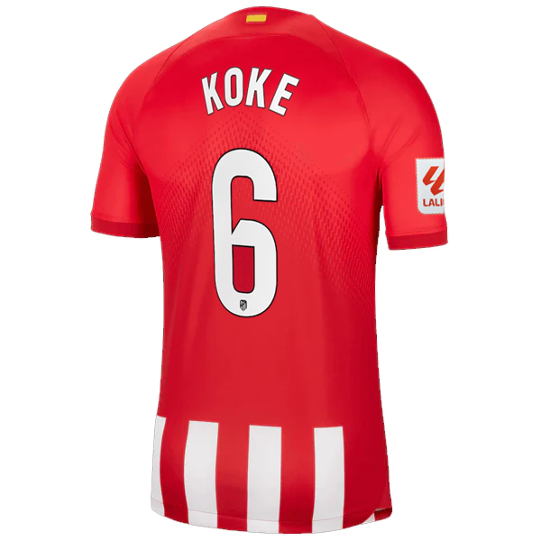 Image of Nike Atletico Madrid Koke Home Jersey w/ La Liga Patch 23/24 (Sport Red/Global R