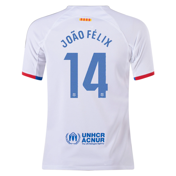 Nike Youth Barcelona Joao Felix Away Jersey 23/24 (White/Royal Blue)