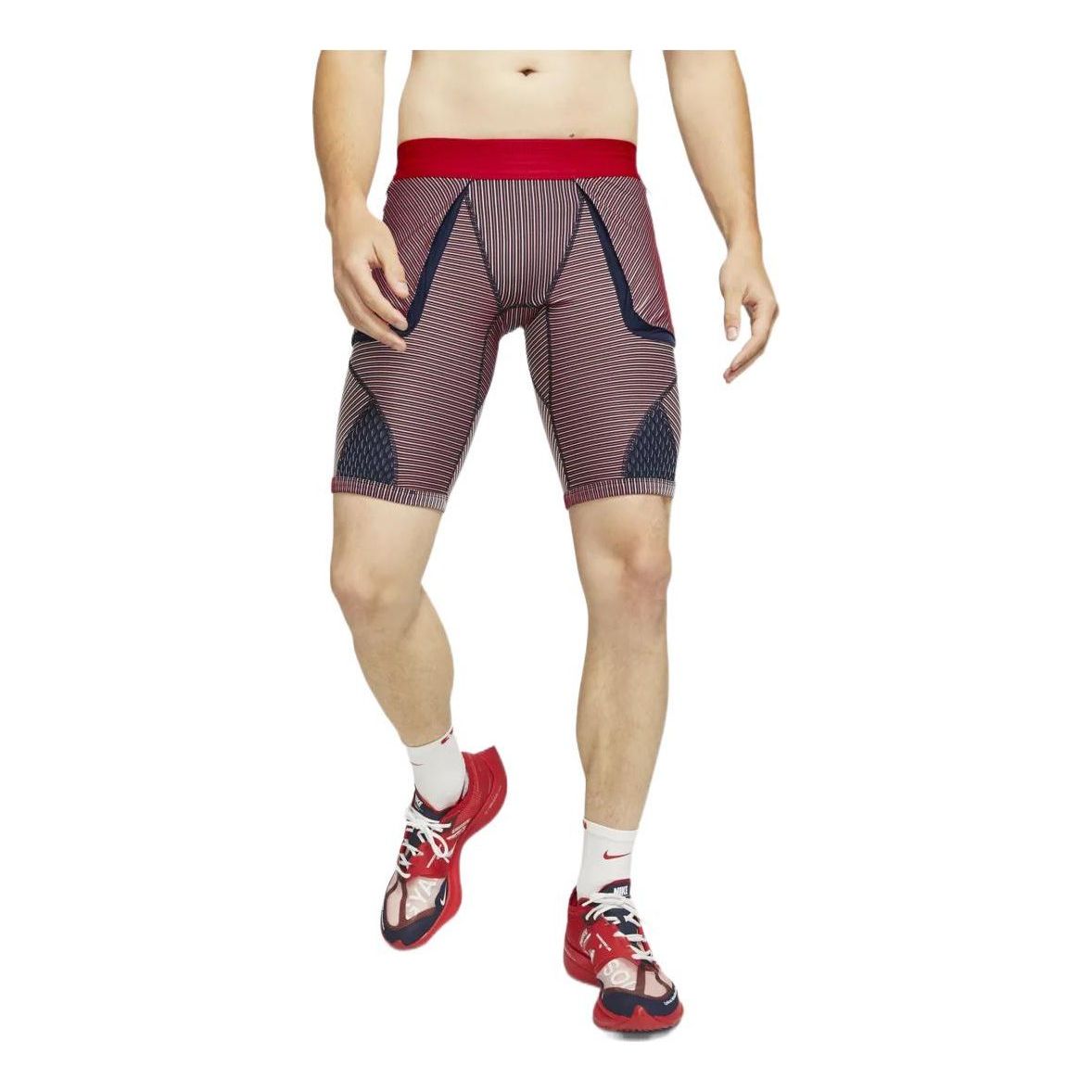 Image of Men's Nike x Gyakusou Crossover Utility Elastic Stripe Sports Tight Shorts Red C