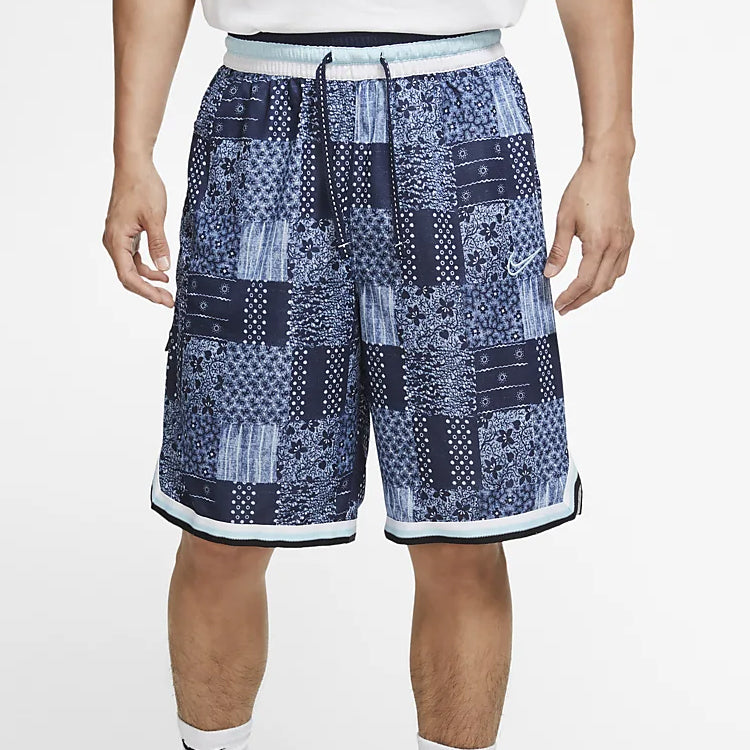 Image of Nike DNA Flowers Embroidered Basketball Shorts Blue CK6348-457