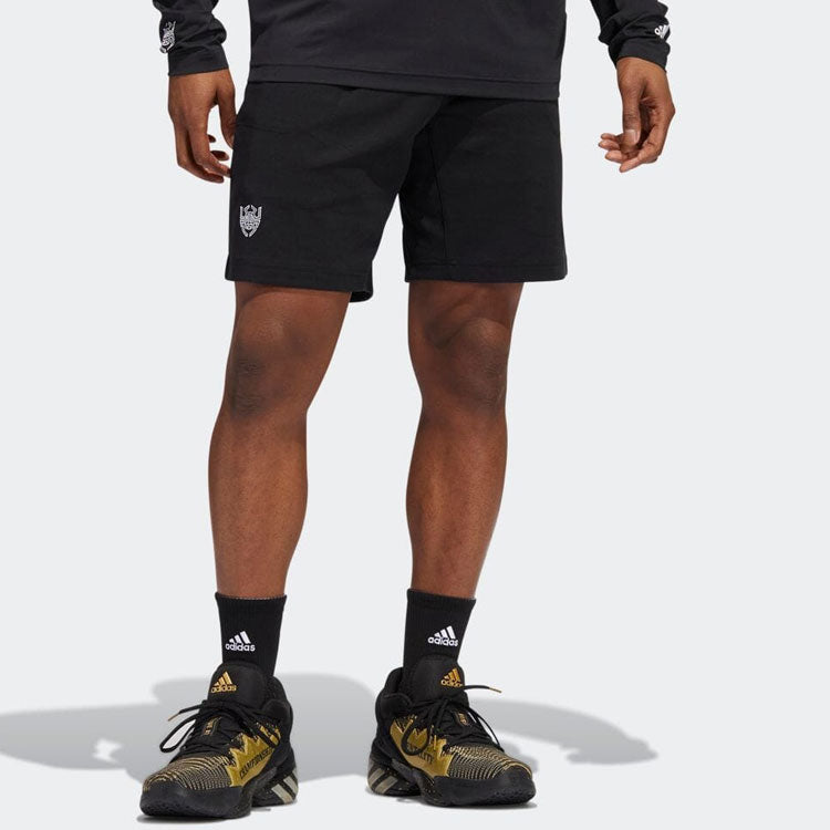 Image of adidas Solid Color Lacing Basketball Sports Shorts Black HI5828
