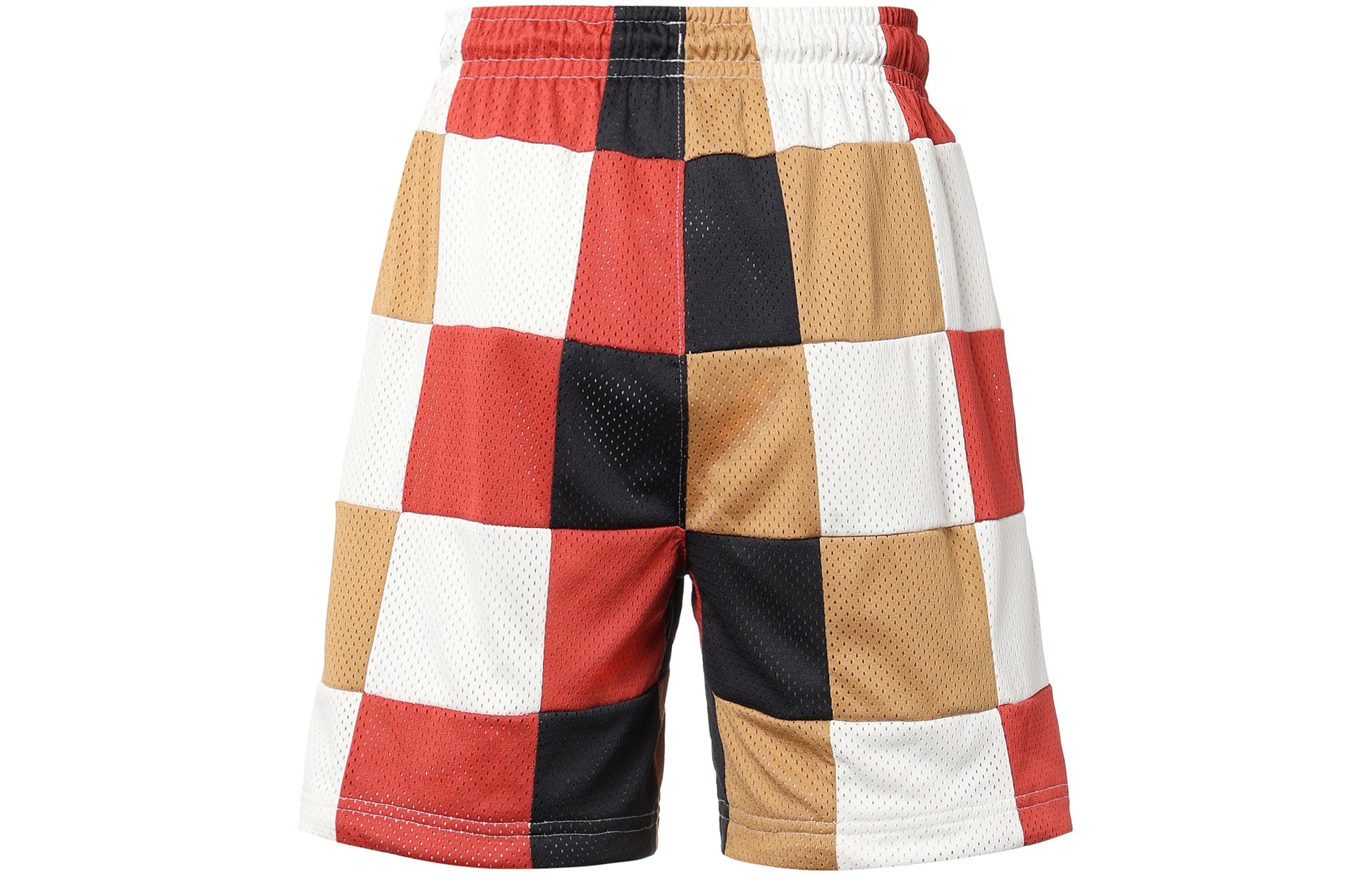 Men's Air Jordan Loose Plaid Colorblock Mesh Shorts Red Clay Element Gold Colorb
