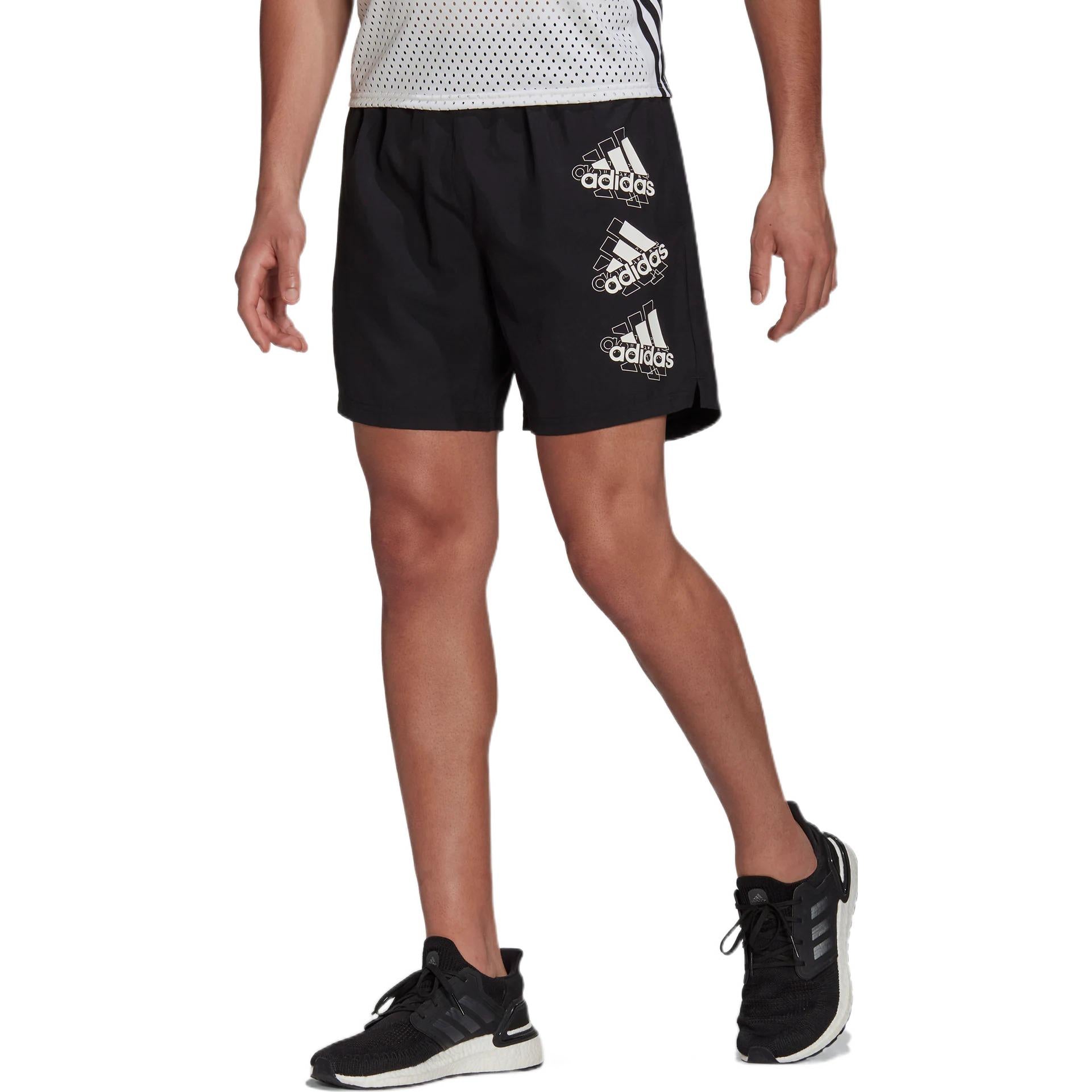 Image of Men's adidas Brand Love Sh Solid Color Logo Printing Elastic Waistband Lacing Sh