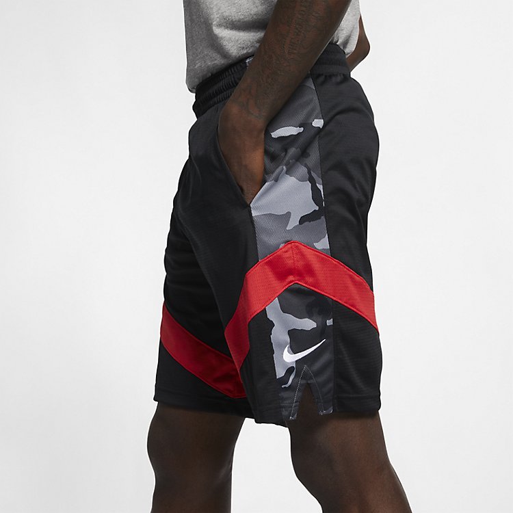 Image of Nike Courtlines Pinted Basketball Shorts 'Black Red' AJ3906-010