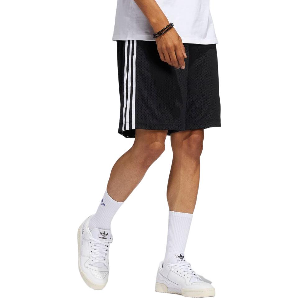 Image of adidas Stripe Micro Mark Casual Straight Shorts Japanese Version Black HC2204