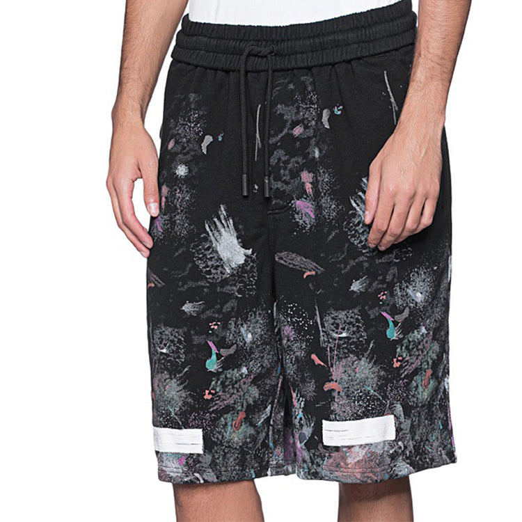 Image of OFF-WHITE Splash Ink Pattern Printing Shorts Black OMCB009F176190329901