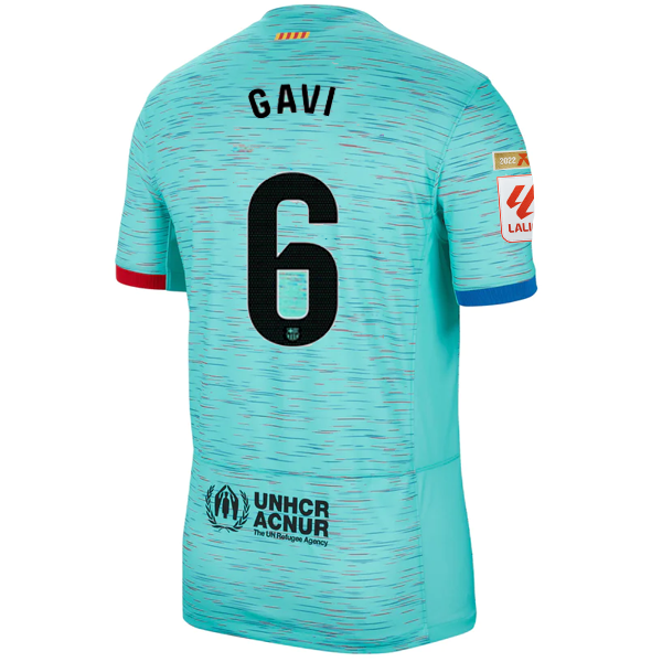 Nike Barcelona Pablo Gavi Third Jersey w/ La Liga Champion Patches 23/24 (Light