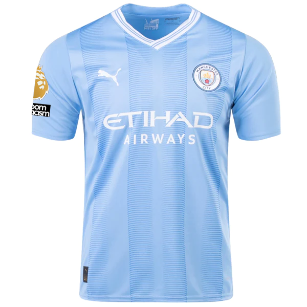 Puma Manchester City Erling Haaland Home Jersey w/ EPL + No Room For Racism Patc