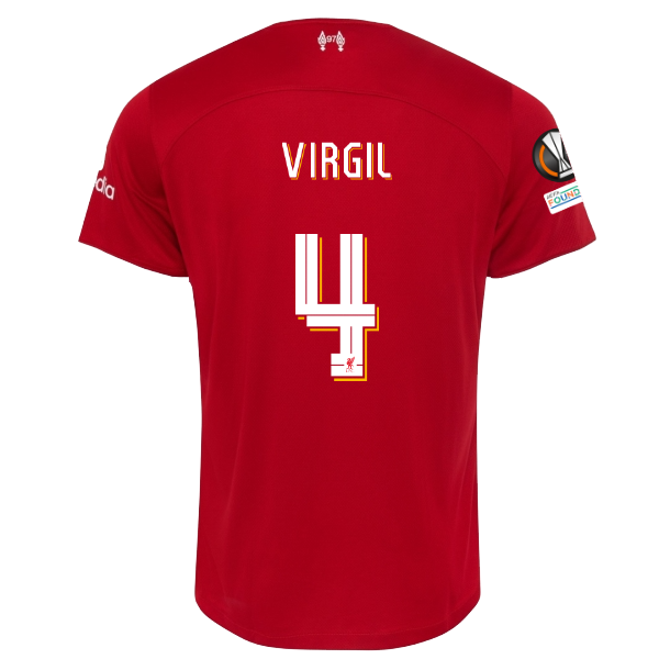 Image of Nike Liverpool Virgil van Dijk Home Jersey w/ Europa League Patches 23/24 (Red/W