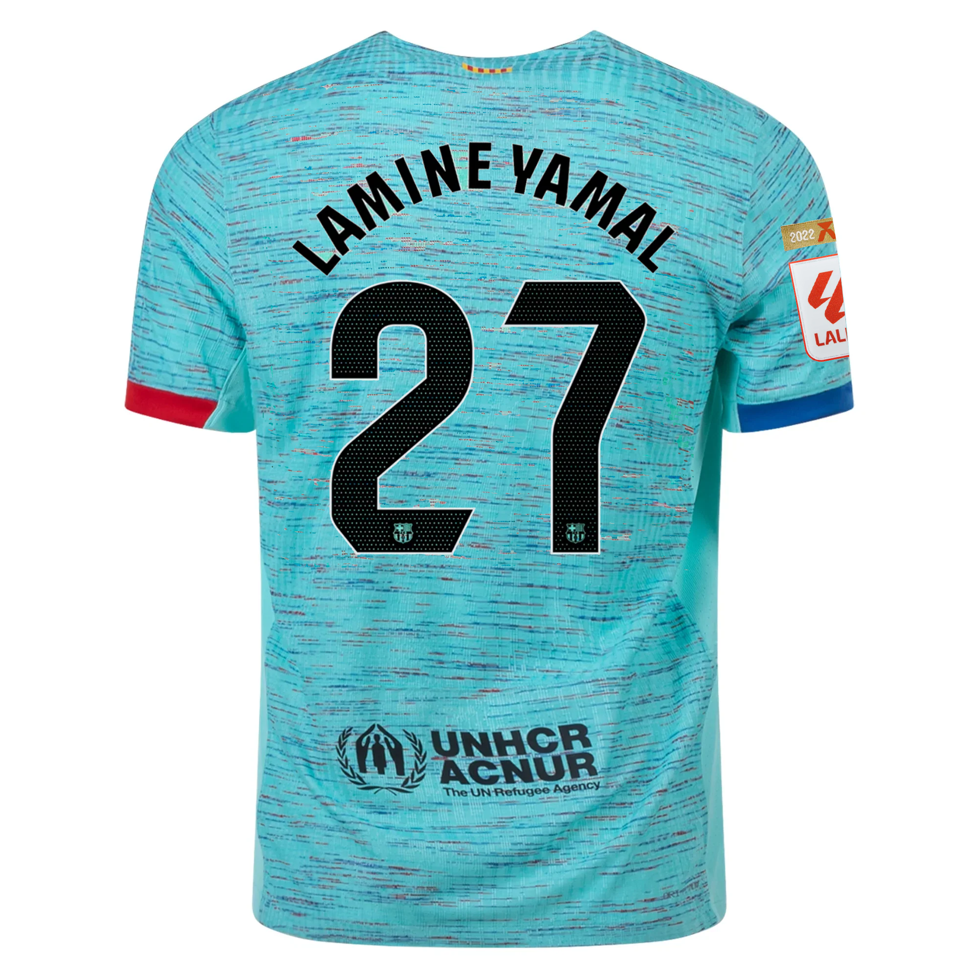 قميص Nike Barcelona الأصلي Lamine Yamal Match Vaporknit الثالث مع La Liga Ch
