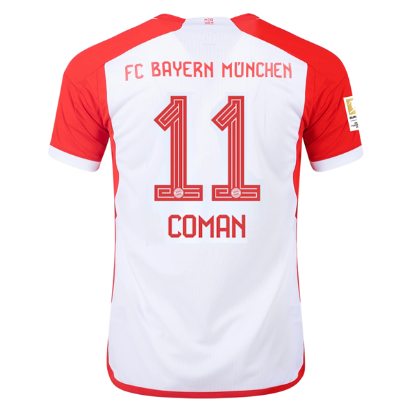 Image of adidas Bayern Munich Kingsley Coman Home Jersey 23/24 w/ Bundesliga Champion Pat