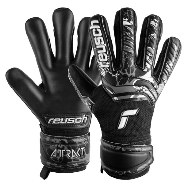 Reusch Jr. Attrakt Infinity Finger Support Goalkeeper Glove (Black/White)