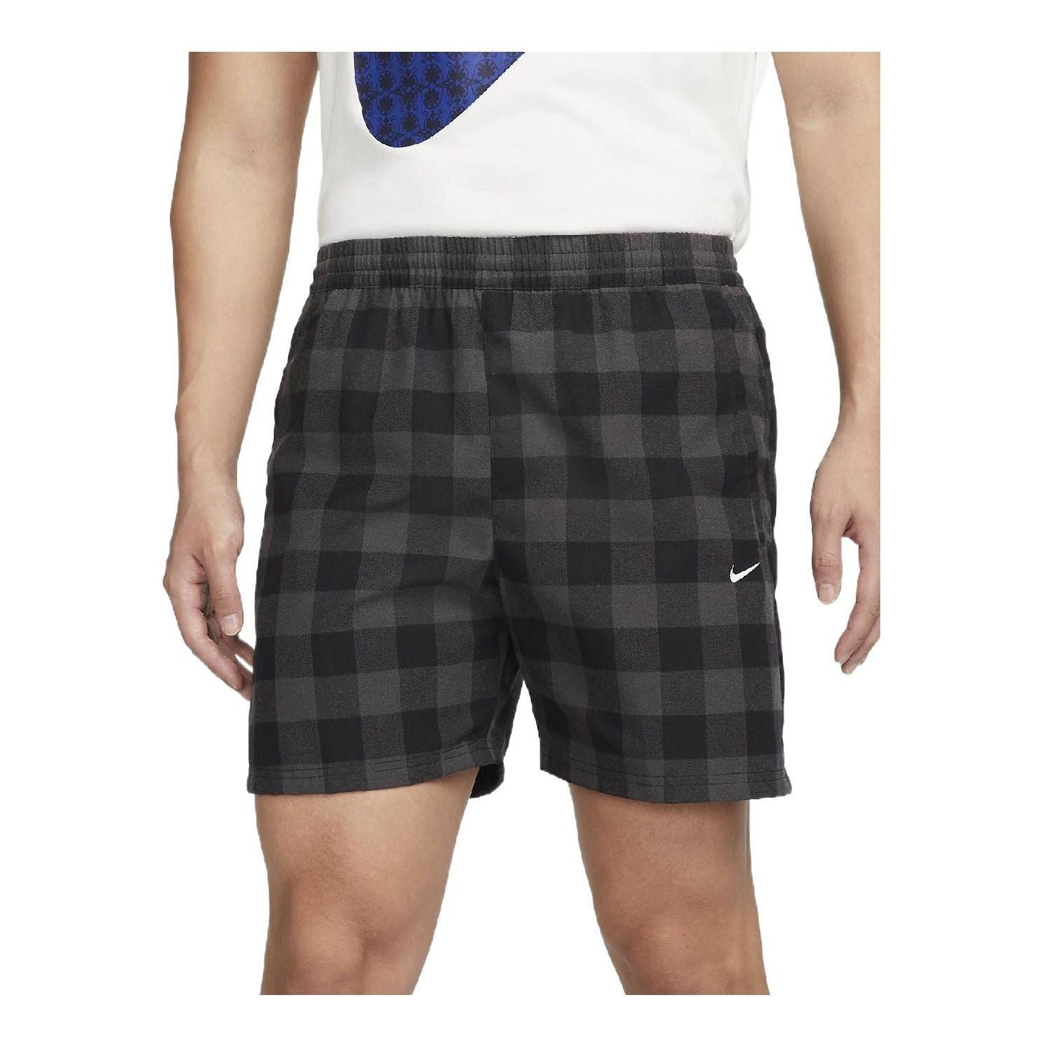 Image of Nike Plaid Straight Casual Shorts Black Gray DQ5187-010