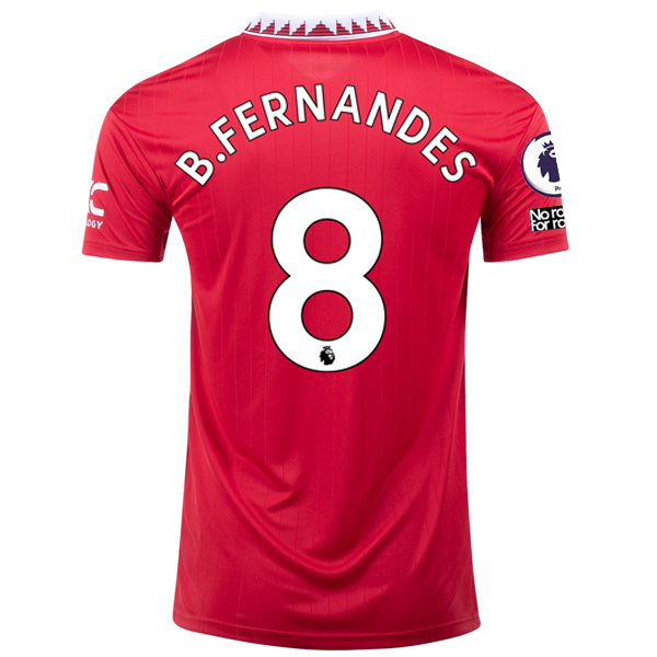 adidas Manchester United Bruno Fernandes Home Jersey w/ EPL + No Room For Racism