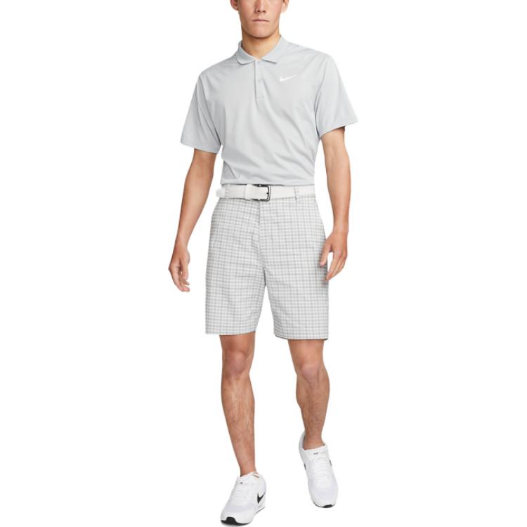 Image of Nike Classic Plaid Pattern Button Straight Shorts Men's White DN1960-077