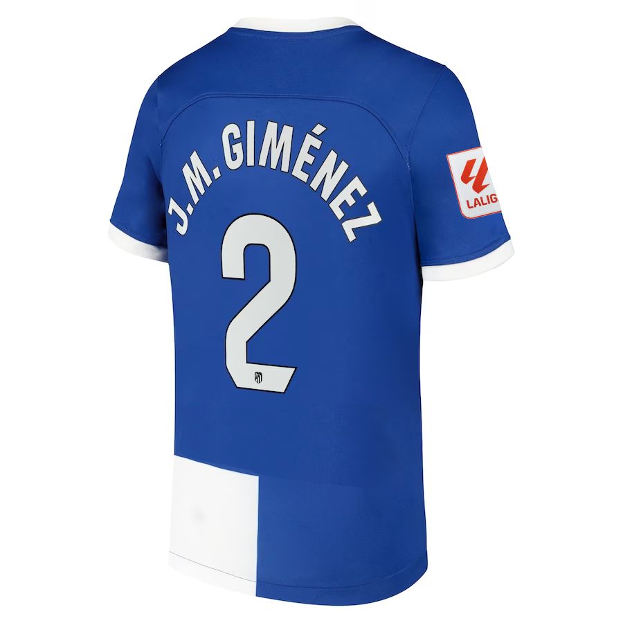 Image of Nike Atletico Madrid José María Giménez Away Jersey w/ La Liga Patch 23/24 (Old