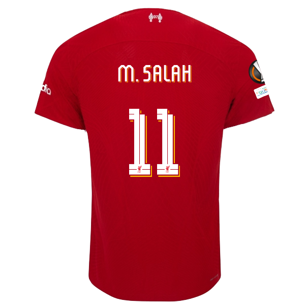 Image of Nike Liverpool Authentic Mohamed Salah Vaporknit Match Home Jersey w/ Europa Lea