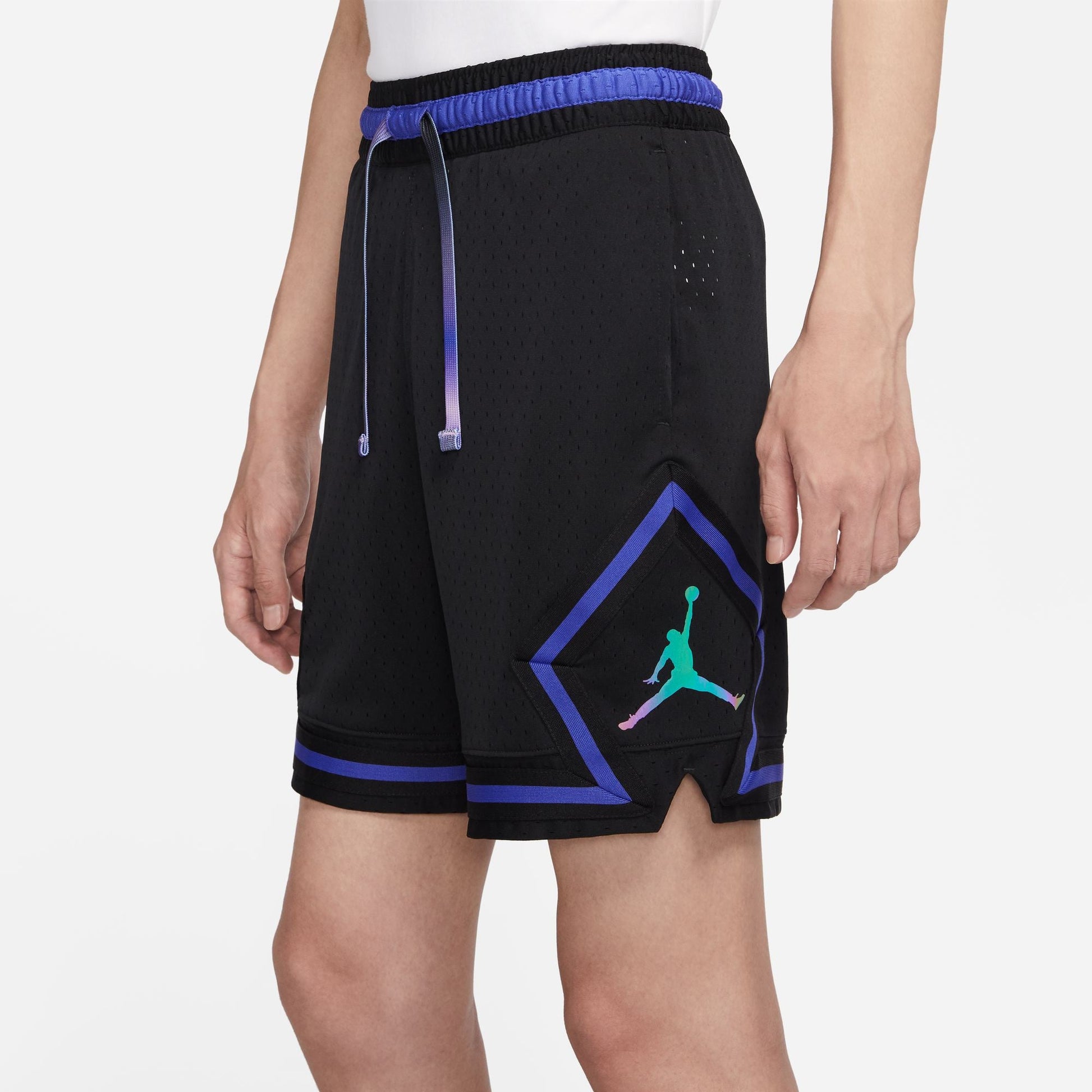 Men's Air Jordan Stripe Logo Printing Lacing Straight Sports Shorts Black DV9002