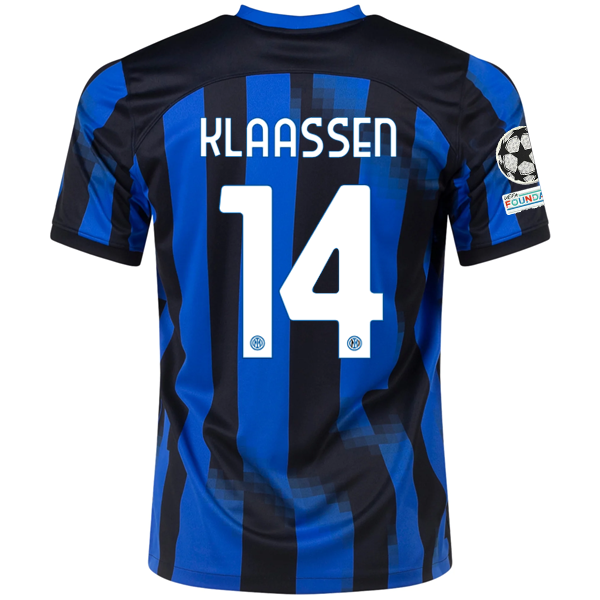 Image of Nike Inter Milan Davy Klaassen Home Jersey w/ Champions League+ Copa Italia Patc