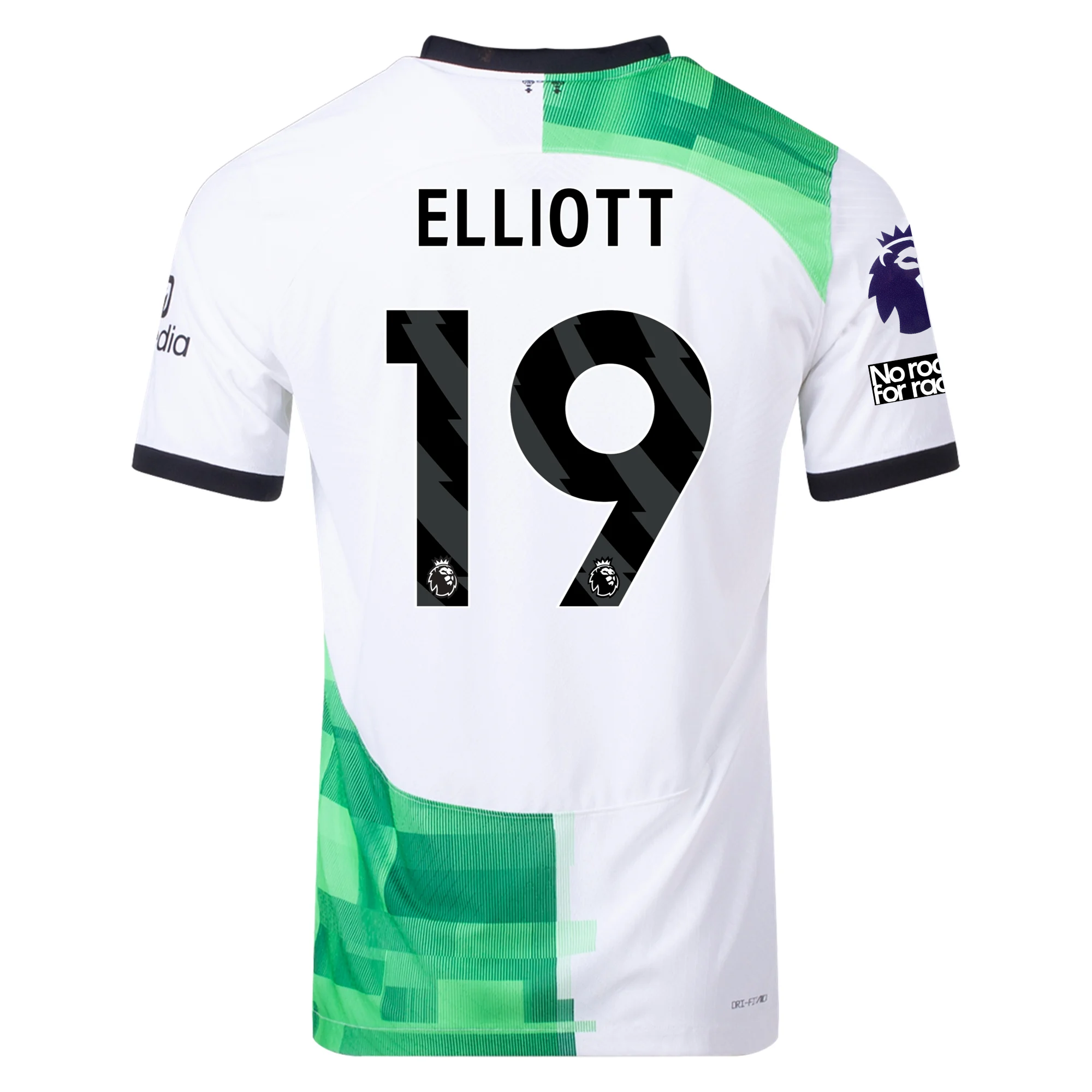 Image of Nike Liverpool Authentic Harvey Elliot Match Away Jersey w/ EPL + No Room For Ra