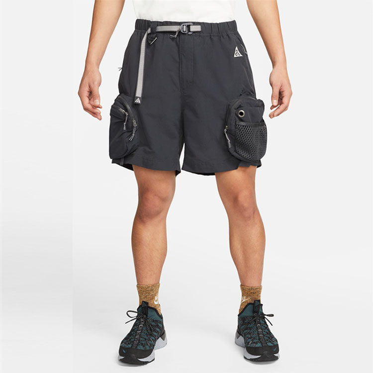 Image of Nike ACG Snowgrass Solid Color Cargo Pocket Shorts Black DN3946-070