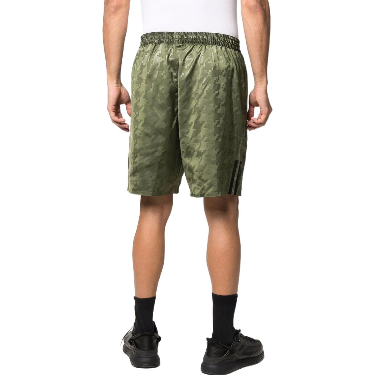 Image of adidas Houndstooth Printing Lacing Straight Shorts Green HG2401