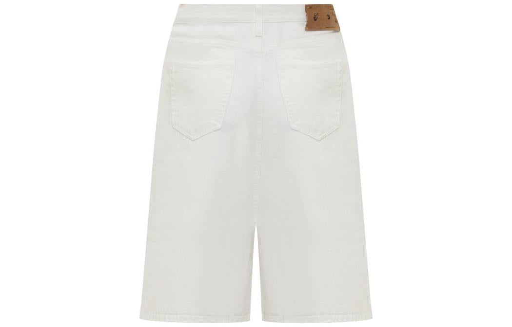 Image of Men's OFF-WHITE SS22 Solid Color High Waist Casual Denim Shorts White OMYC010S22