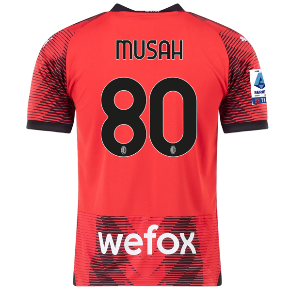 Puma AC Milan Yunus Musah Home Jersey w/ Serie A Patch 23/24 (Puma Red/Black)