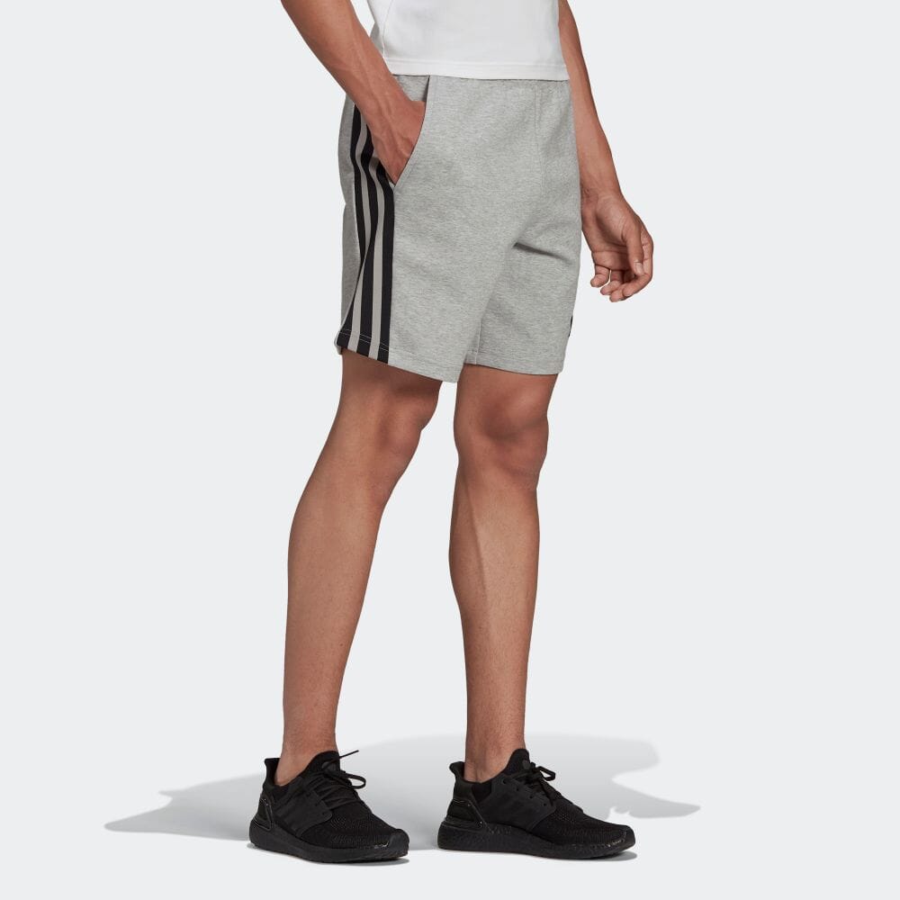 Image of Men's adidas Stripe Athleisure Casual Sports Shorts Japanese Version Gray H46516