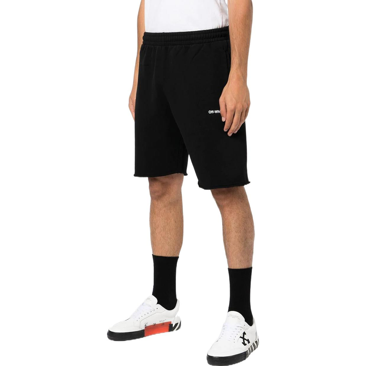 Men's OFF-WHITE SS22 Logo Printing Sports Shorts Version Black OMCI006C99FLE0011