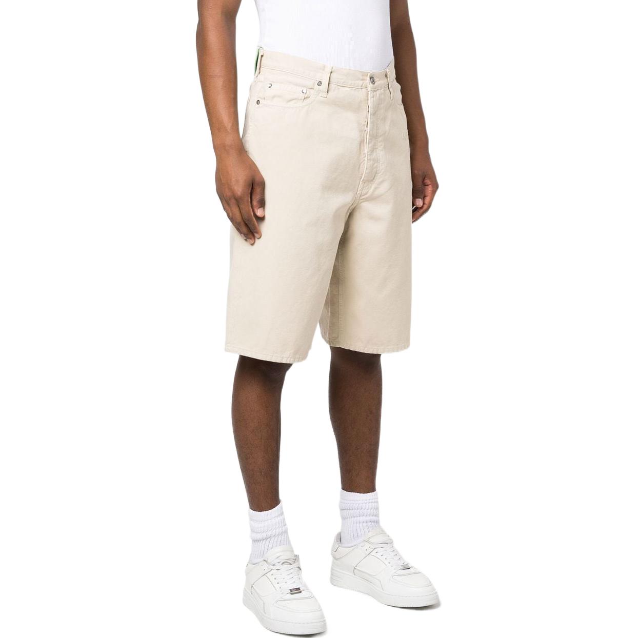 Image of OFF-WHITE SS23 纯色系扣牛仔短裤 常规版型 男款 米白色 OMCB084S23FAB0016161