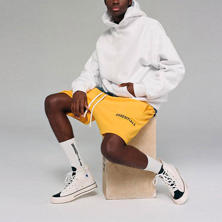 Fear of God Essentials FW18 Graphic Sweat Shorts Yellow FOGPAMZ-YE-01