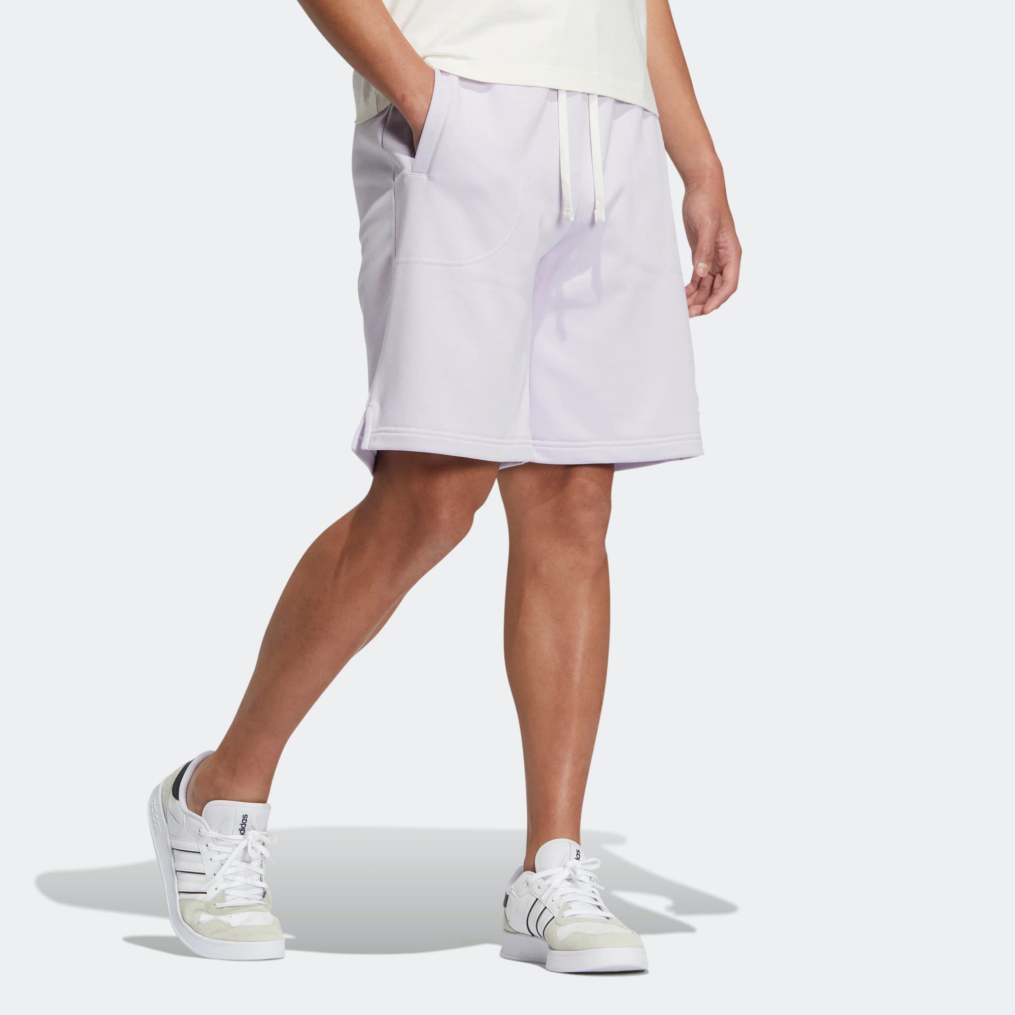 Image of adidas neo Solid Color Lacing Casual Straight Shorts Unisex Purple HS6824