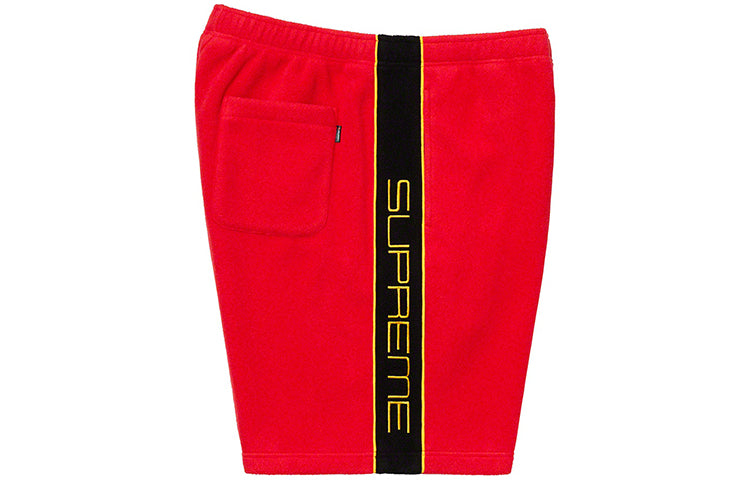 Image of Supreme FW19 Week 10 Polartec Short Red Logo SUP-FW19-925
