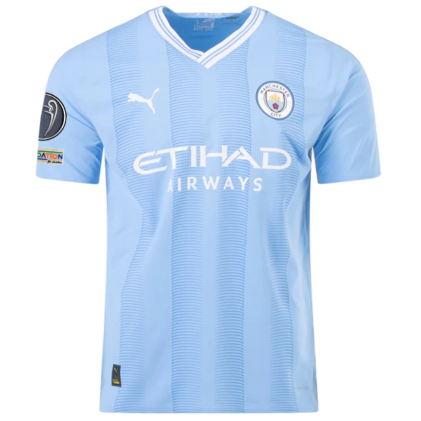 Puma Manchester City Authentic Erling Haaland Home Jersey w/ Champions League Pa