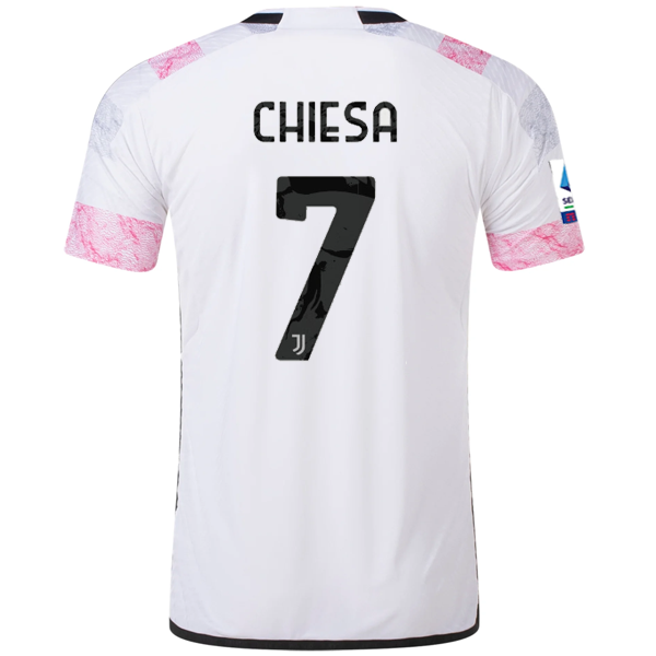 Image of adidas Juventus Authentic Federico Chiesa Auswärtstrikot mit Serie A Patch 23/24 (Weiß