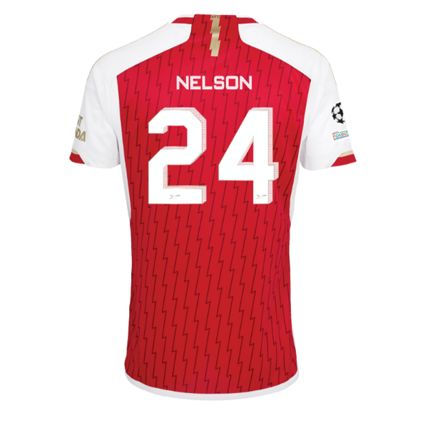 Image of adidas Arsenal Reiss Nelson Home Jersey 23/24 w/ Champions League Patches (Bette