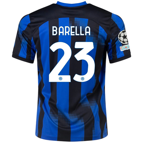 Nike Inter Milan Nicolò Barella Home Jersey w/ Champions League + Copa Italia Pa
