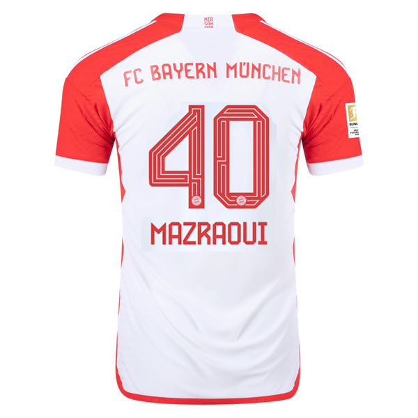 Image of adidas Bayern Munich Authentic Noussair Mazraoui Home Jersey w/ Bundesliga Champ