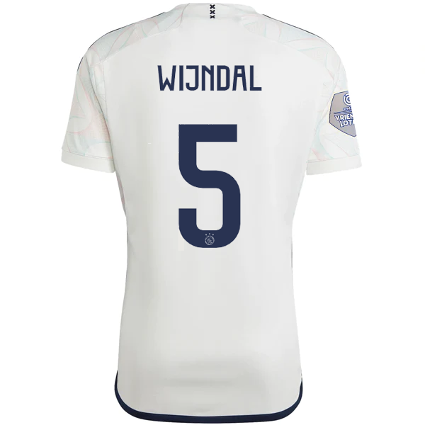 Image of adidas Ajax Owen Wijndal Auswärtstrikot mit Eredivise League Patch 23/24 (Core White