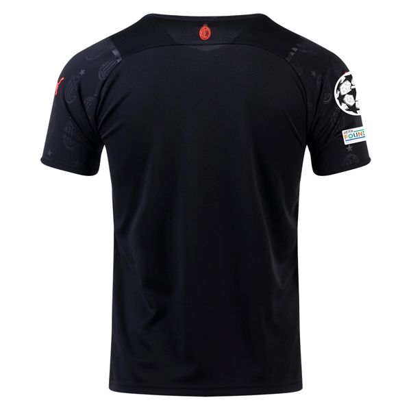 Image of Puma AC Milan Third Jersey w/ Champions League Patches 21/22 (Puma Black/Red Bla