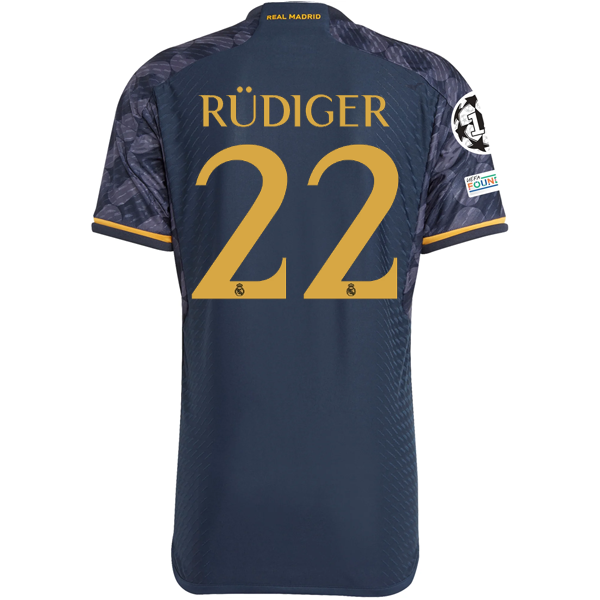 Image of adidas Real Madrid Authentic Antonio Rudiger Away Jersey w/ Champions League + C