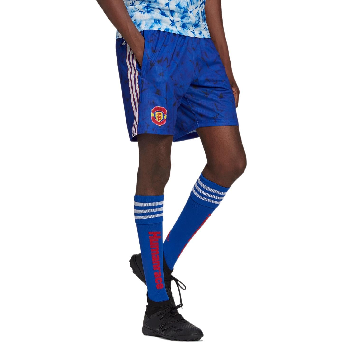 adidas Stripe Full Print Sports Soccer/Football Shorts Blue GJ9085