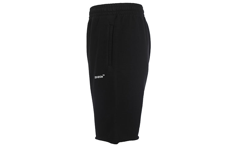 Image of Men's OFF-WHITE SS22 Side Logo Arrow Printing Shorts Loose Fit Black OMCI012C99F