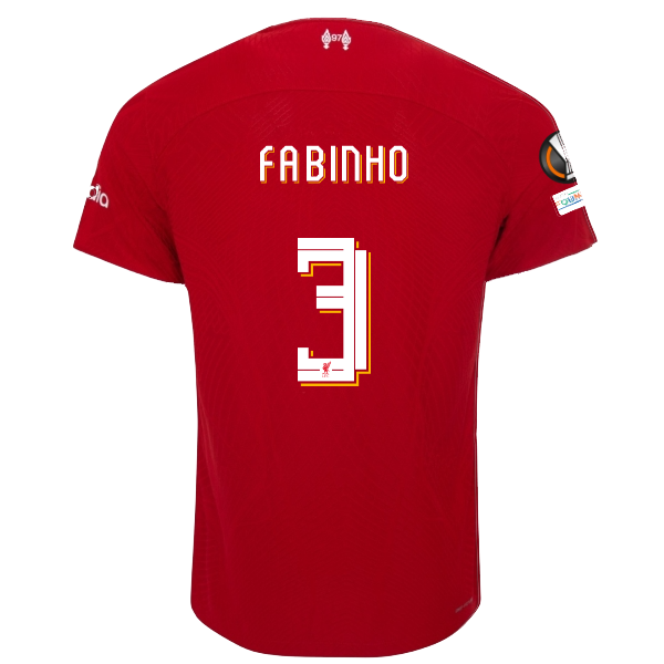 Image of Nike Liverpool Authentic Fabinho Vaporknit Match Home Jersey w/ Europa League Pa